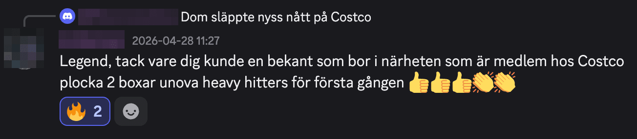 Discord-medlem tackar communityt efter att ha säkrat 2 boxar Unova Heavy Hitters på Costco